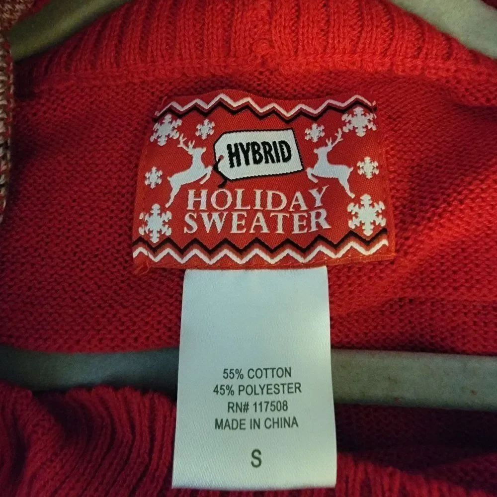 Hybrid Apparel Mens Red Holiday Ugly Christmas Turtleneck Pullover Sweater Small